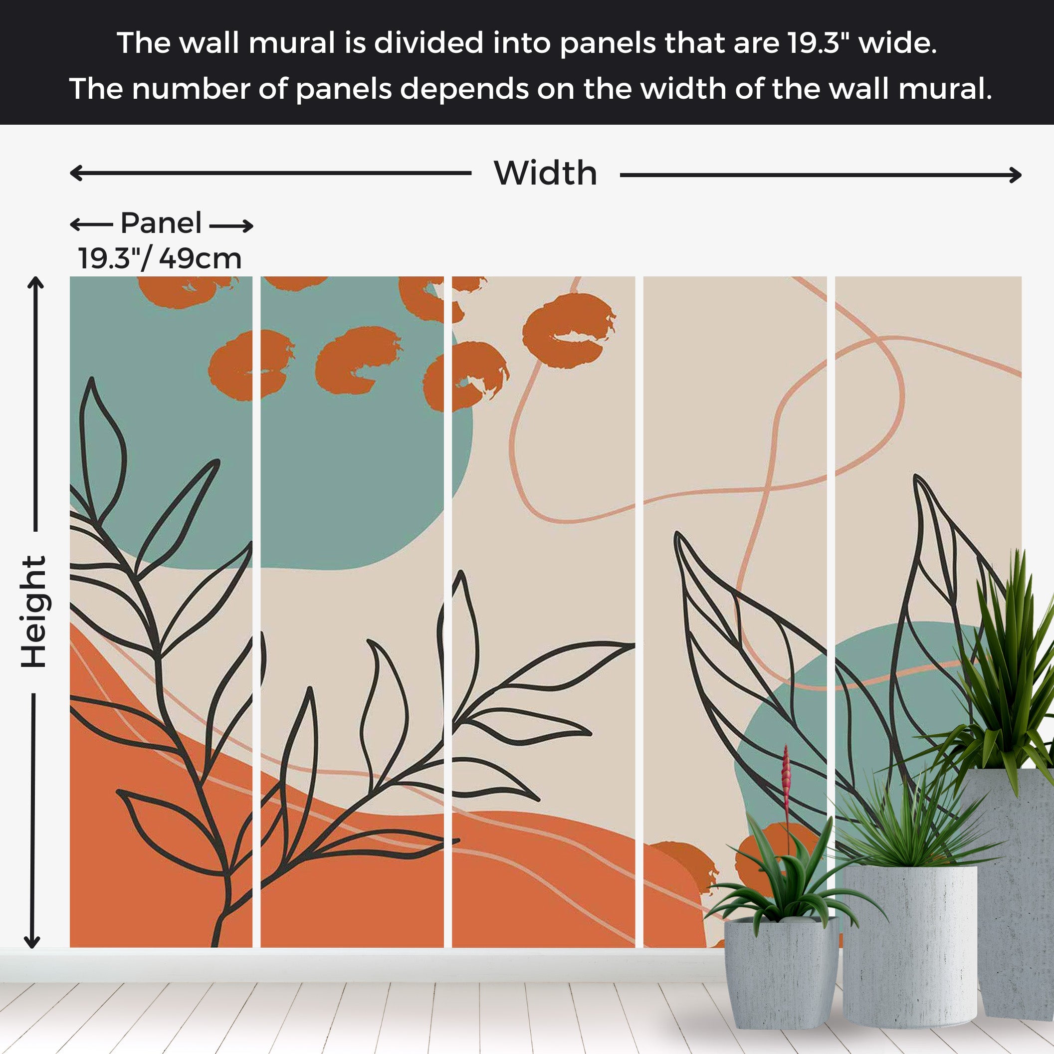 Peel & Stick Abstract Wall Mural - Terracotta Botanical Elements