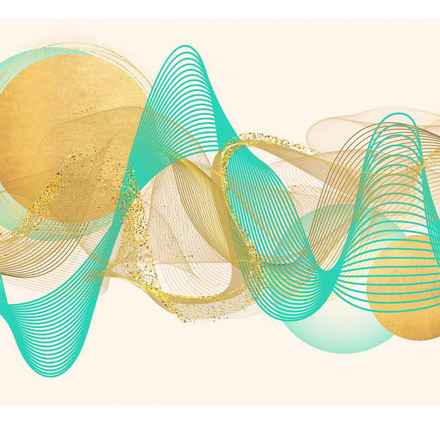 Peel & Stick Abstract Wall Mural - Turquoise Glitter Waves