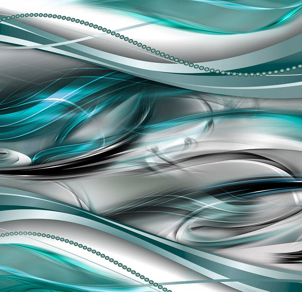 Peel & Stick Abstract Wall Mural - Turquoise Grey Waves