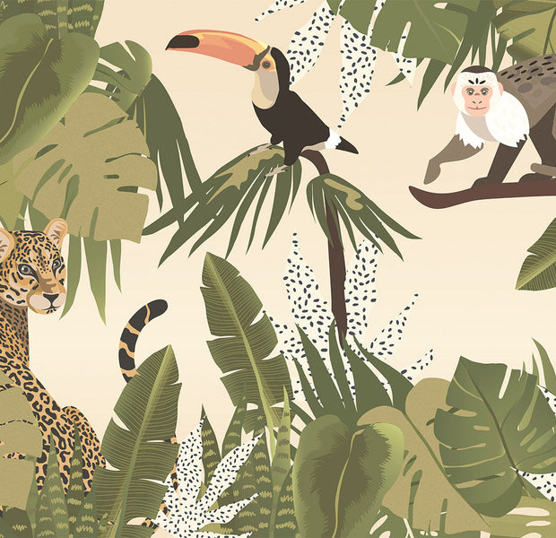 Peel & Stick Animal Wall Mural - Abstract Jungle With Animals