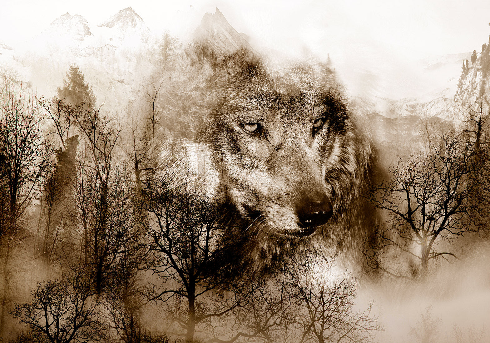 Peel & Stick Animal Wall Mural - Mountain Predator Brown