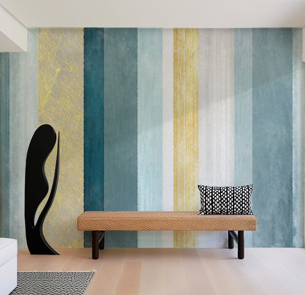 Peel & Stick Background Wall Mural - Blue Striped Pattern 38"Wx27"H