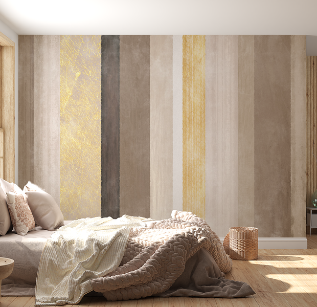 Peel & Stick Background Wall Mural - Gold Striped Pattern - Removable Wallpaper 38"Wx27"H