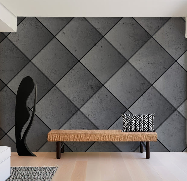 Peel & Stick Background Wall Mural - Grey Symmetry Dark 38"Wx27"H