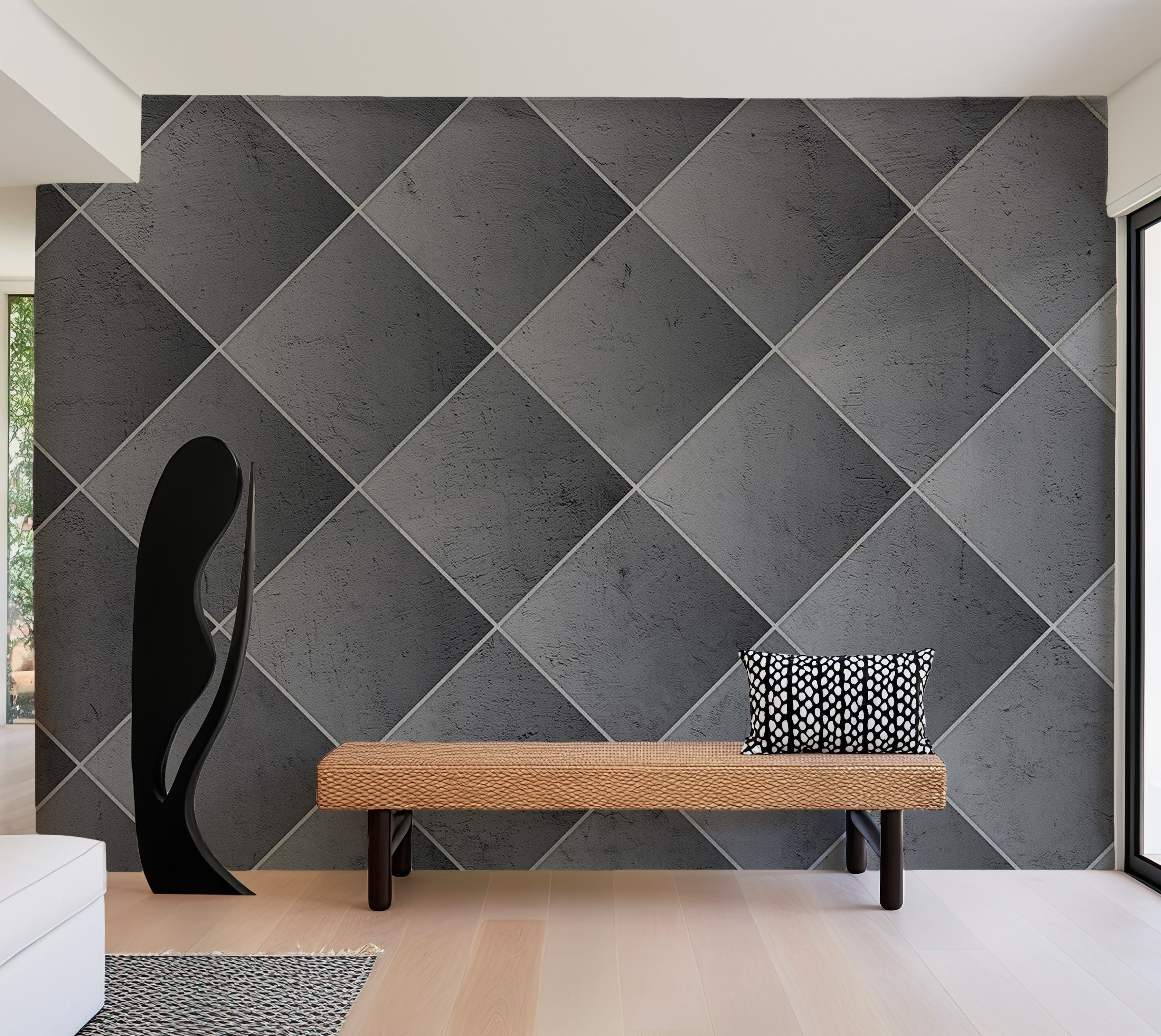 Peel & Stick Background Wall Mural - Grey Symmetry Light 38"Wx27"H