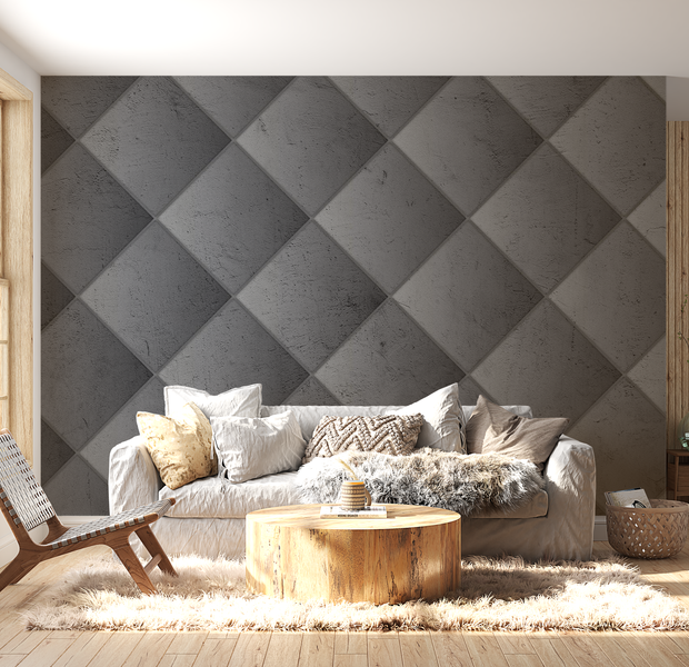 Peel & Stick Background Wall Mural - Grey Symmetry - Removable Wallpaper 38"Wx27"H