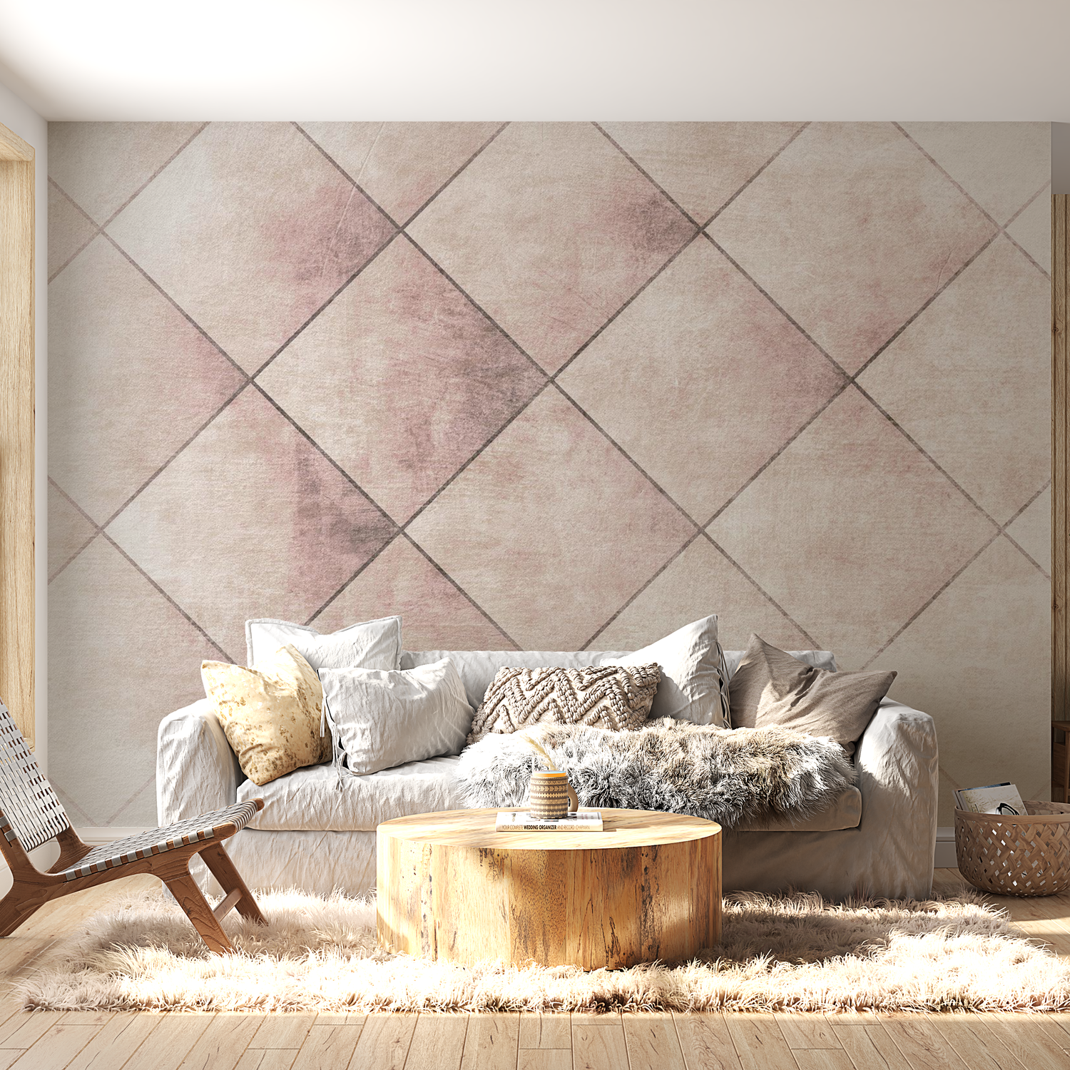 Peel & Stick Background Wall Mural - Terracotta Tiles - Removable Wallpaper 38"Wx27"H