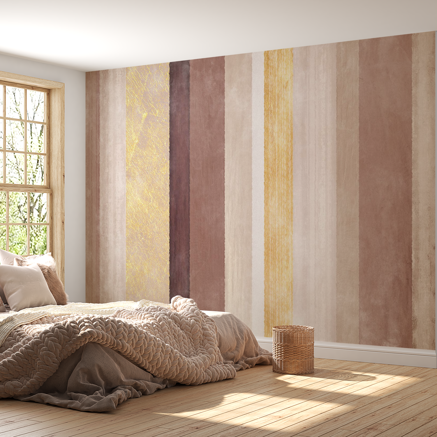 Peel & Stick Background Wall Mural - Warm Striped Pattern - Removable Wallpaper 38"Wx27"H