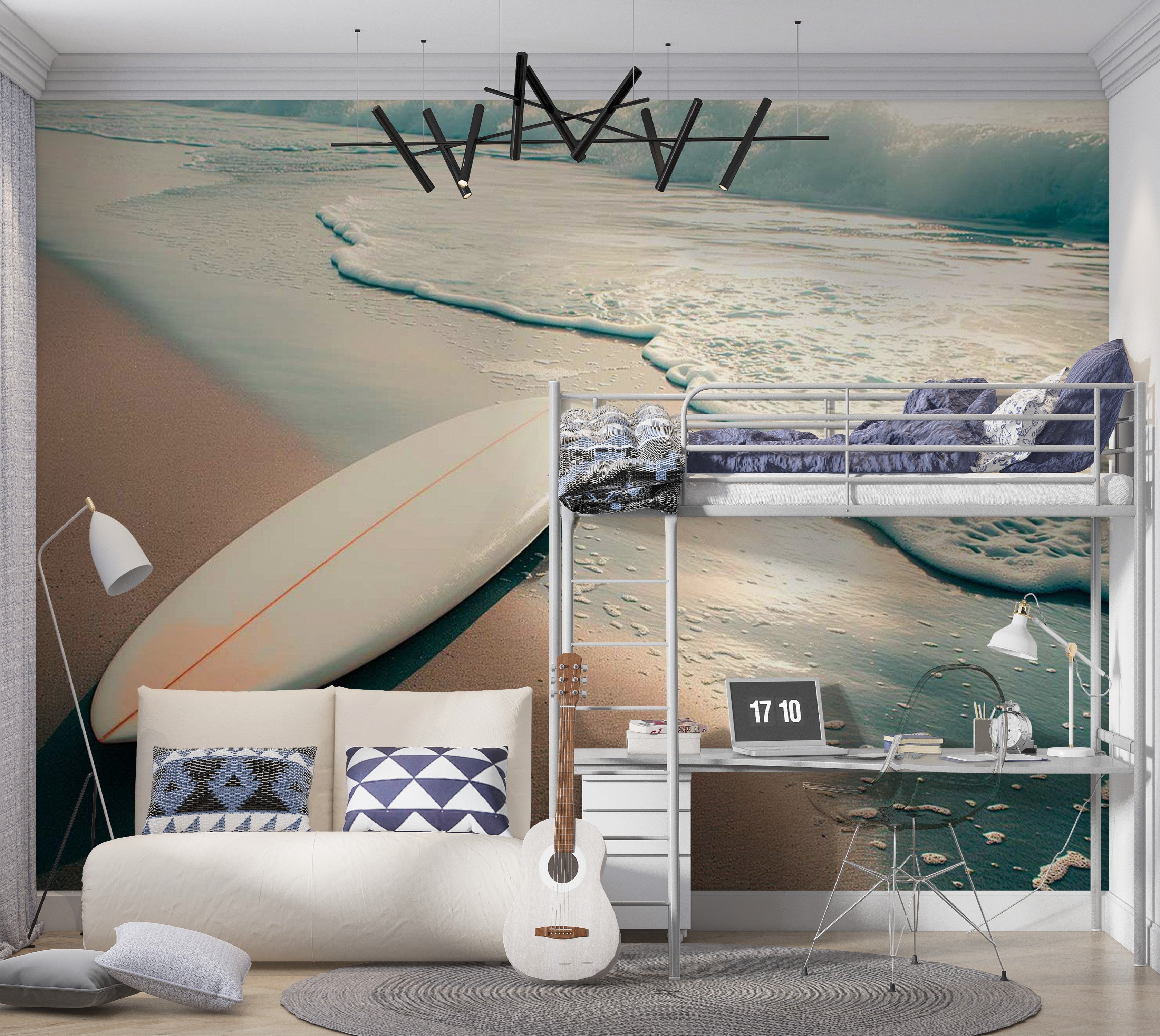 Peel & Stick Beach Wall Mural - Washed Up Surfboard