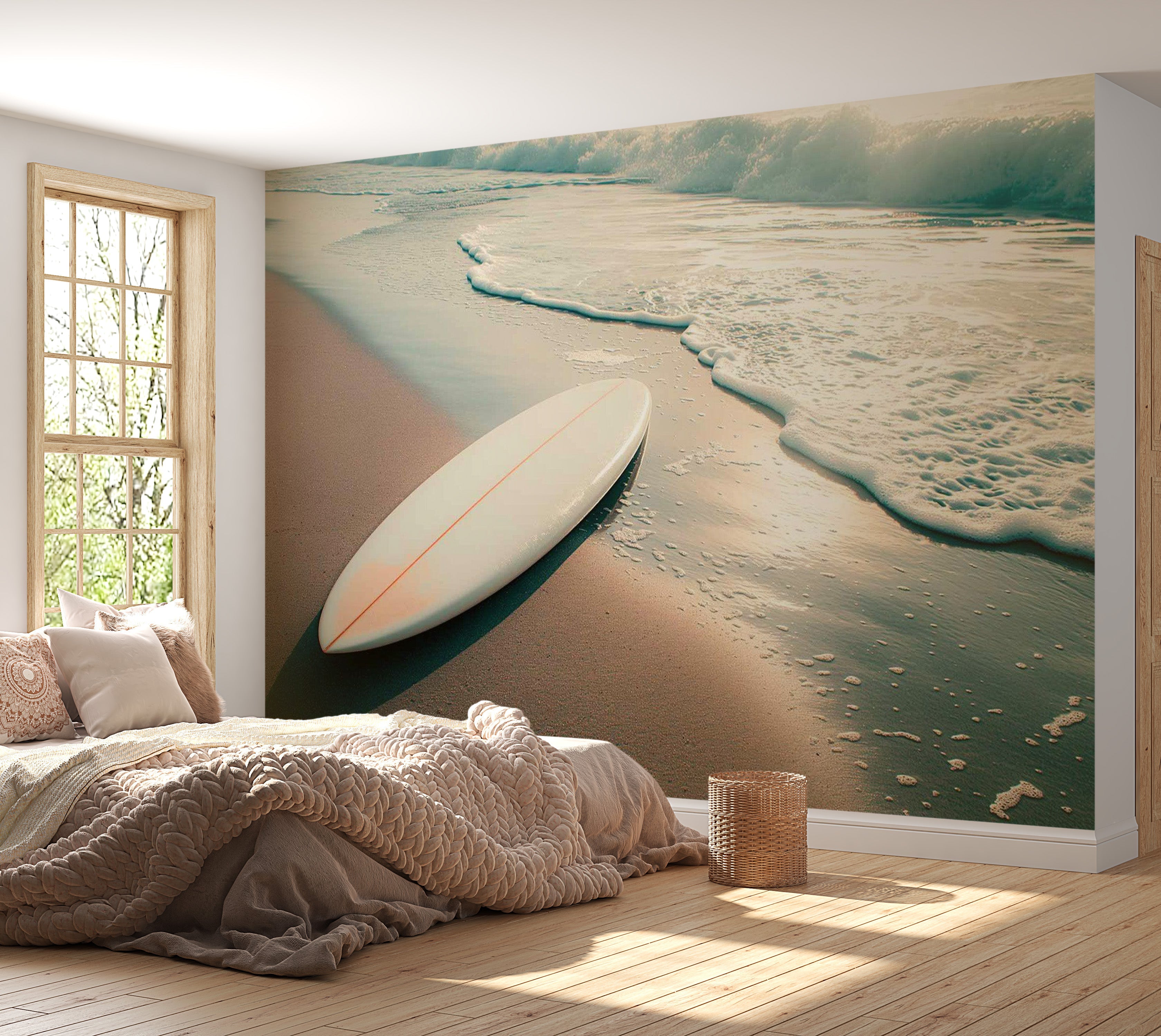 Peel & Stick Beach Wall Mural - Washed Up Surfboard