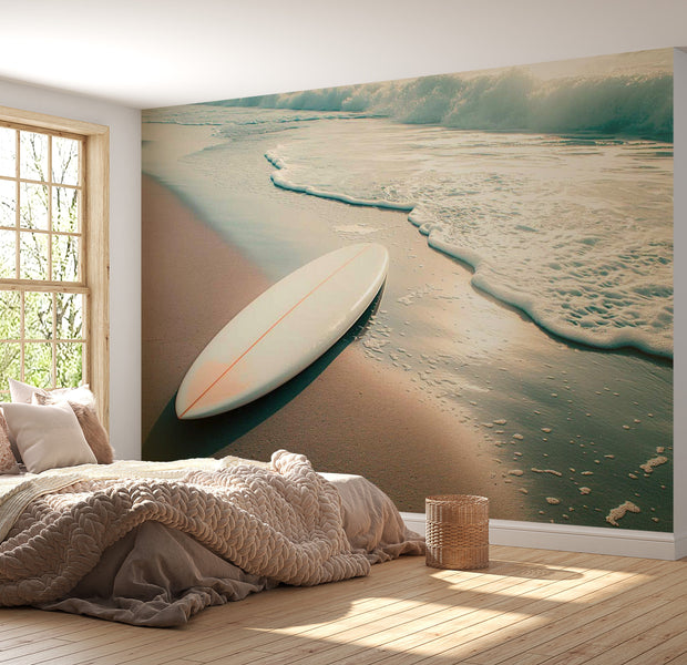 Peel & Stick Beach Wall Mural - Washed Up Surfboard