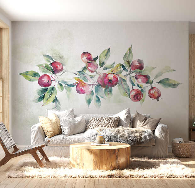 Peel & Stick Botanical Wall Mural - Apple Branch - Removable Wallpaper 38"Wx27"H