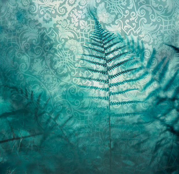 Peel & Stick Botanical Wall Mural - Blue Fern Shadows