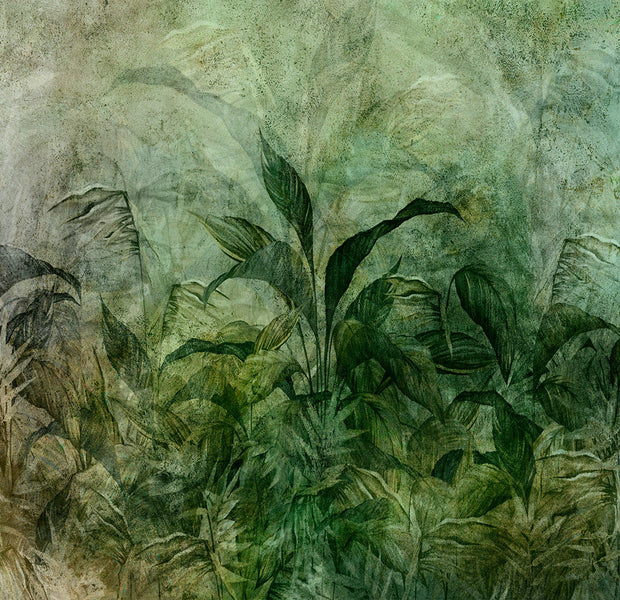 Peel & Stick Botanical Wall Mural - Dark Green Fog
