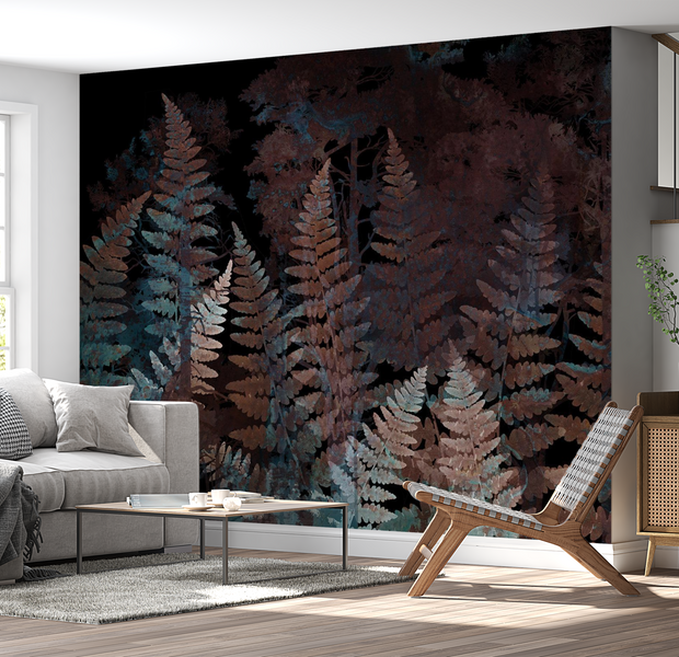 Peel & Stick Botanical Wall Mural - Ferns in the Woods - Removable Wallpaper 38"Wx27"H