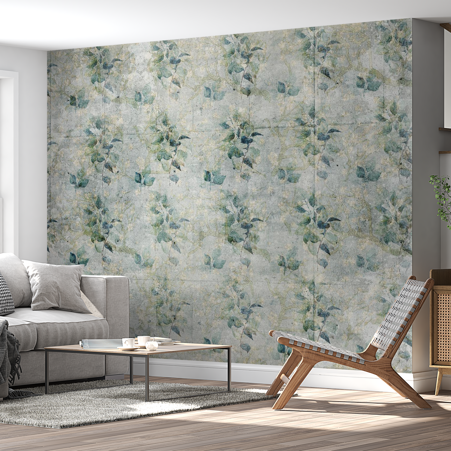 Peel & Stick Botanical Wall Mural - Green Leaf Bouquets - Removable Wallpaper 38"Wx27"H