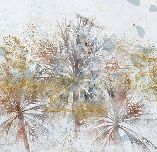 Peel & Stick Botanical Wall Mural - Grey Palms in Gold