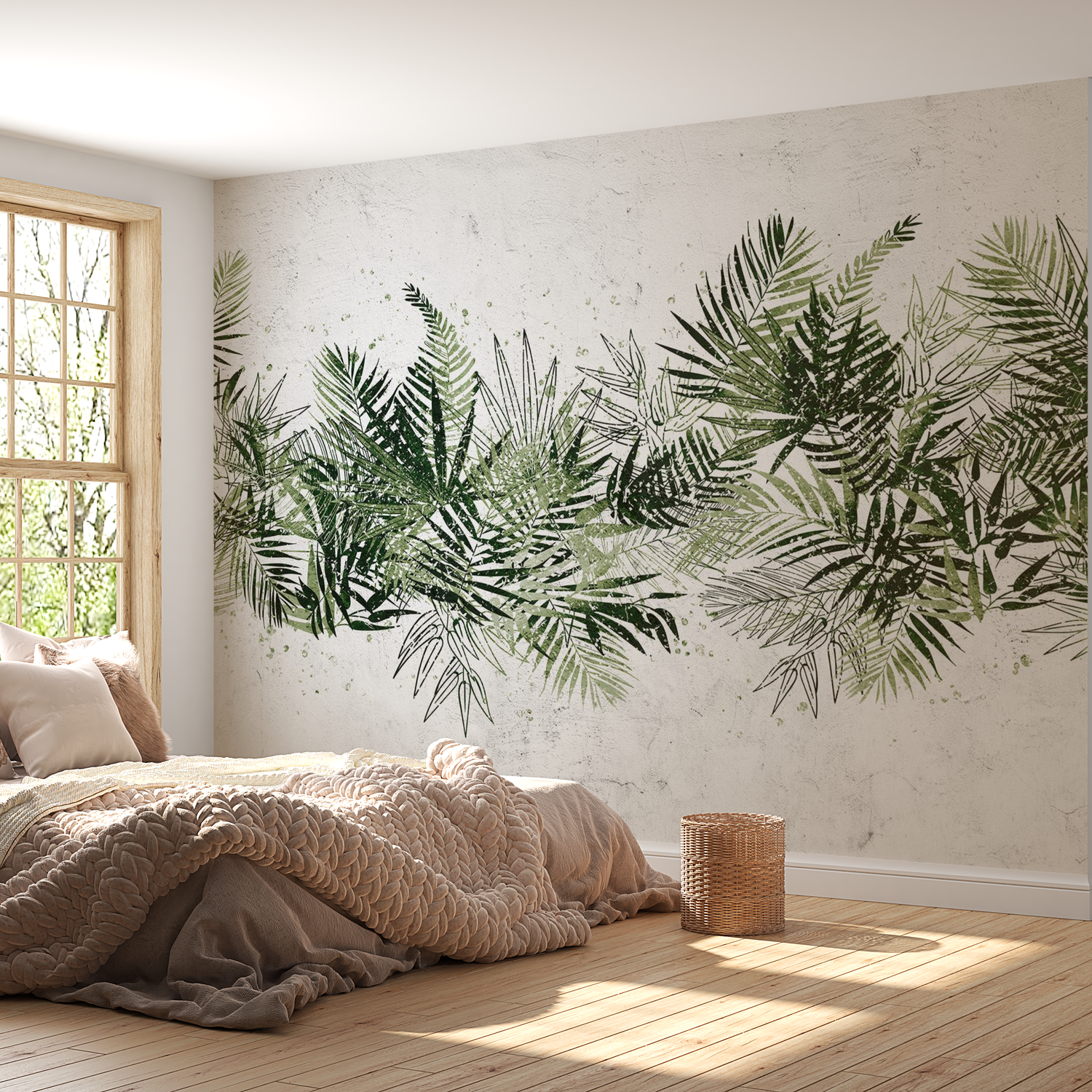 Peel & Stick Botanical Wall Mural - Jungle Tropical Leaves - Removable Wallpaper 38"Wx27"H