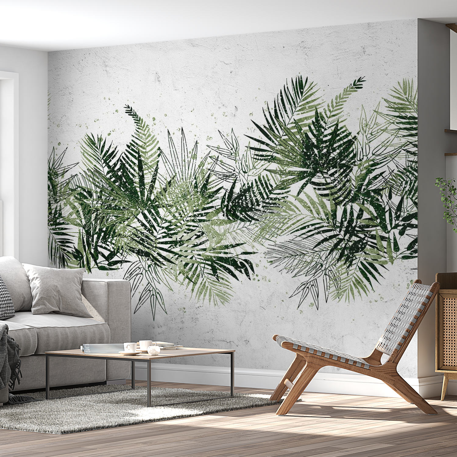 Peel & Stick Botanical Wall Mural - Jungle Tropical Leaves - Removable Wallpaper 38"Wx27"H