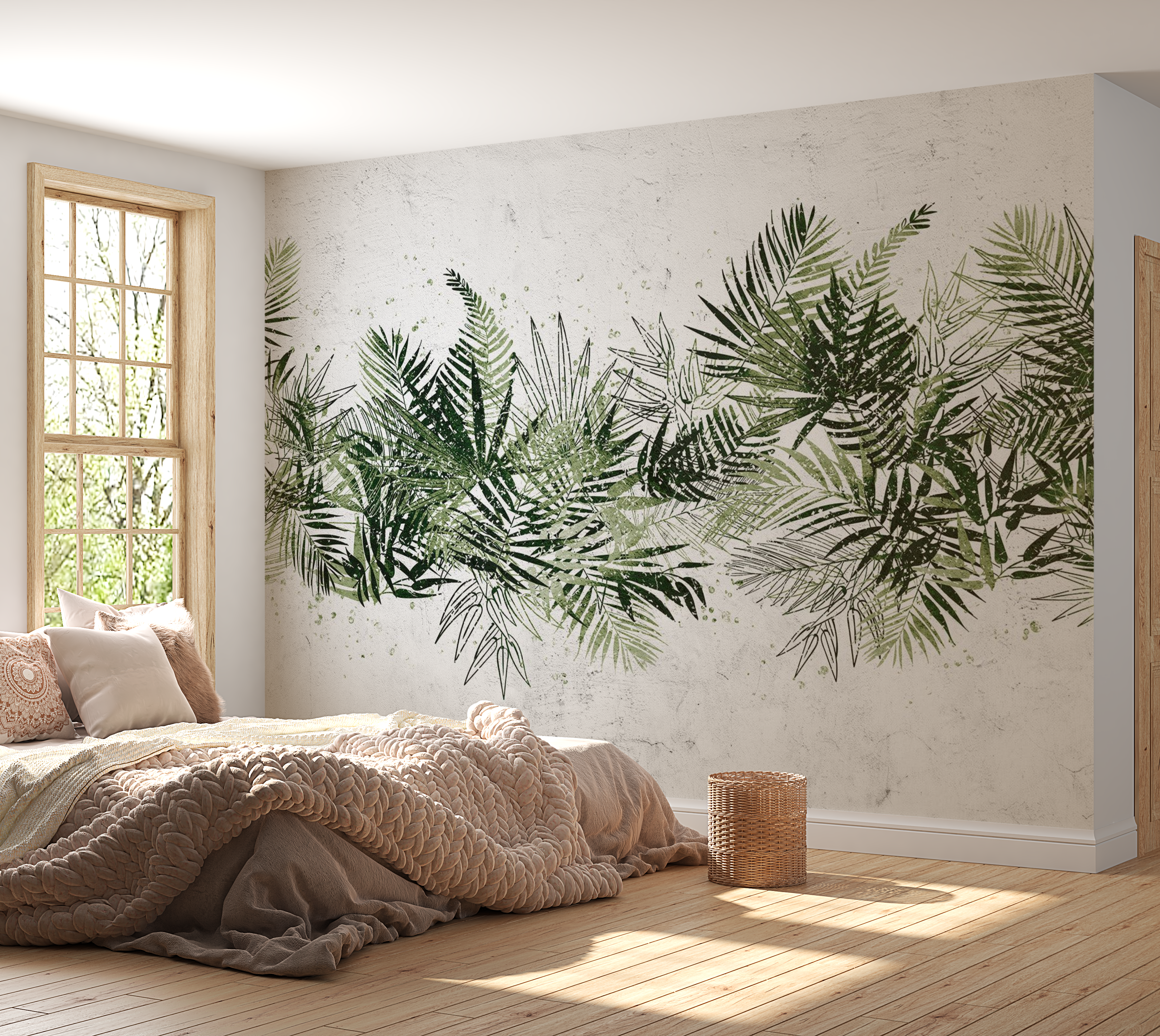 Peel & Stick Botanical Wall Mural - Jungle Tropical Leaves - Removable Wallpaper 38"Wx27"H