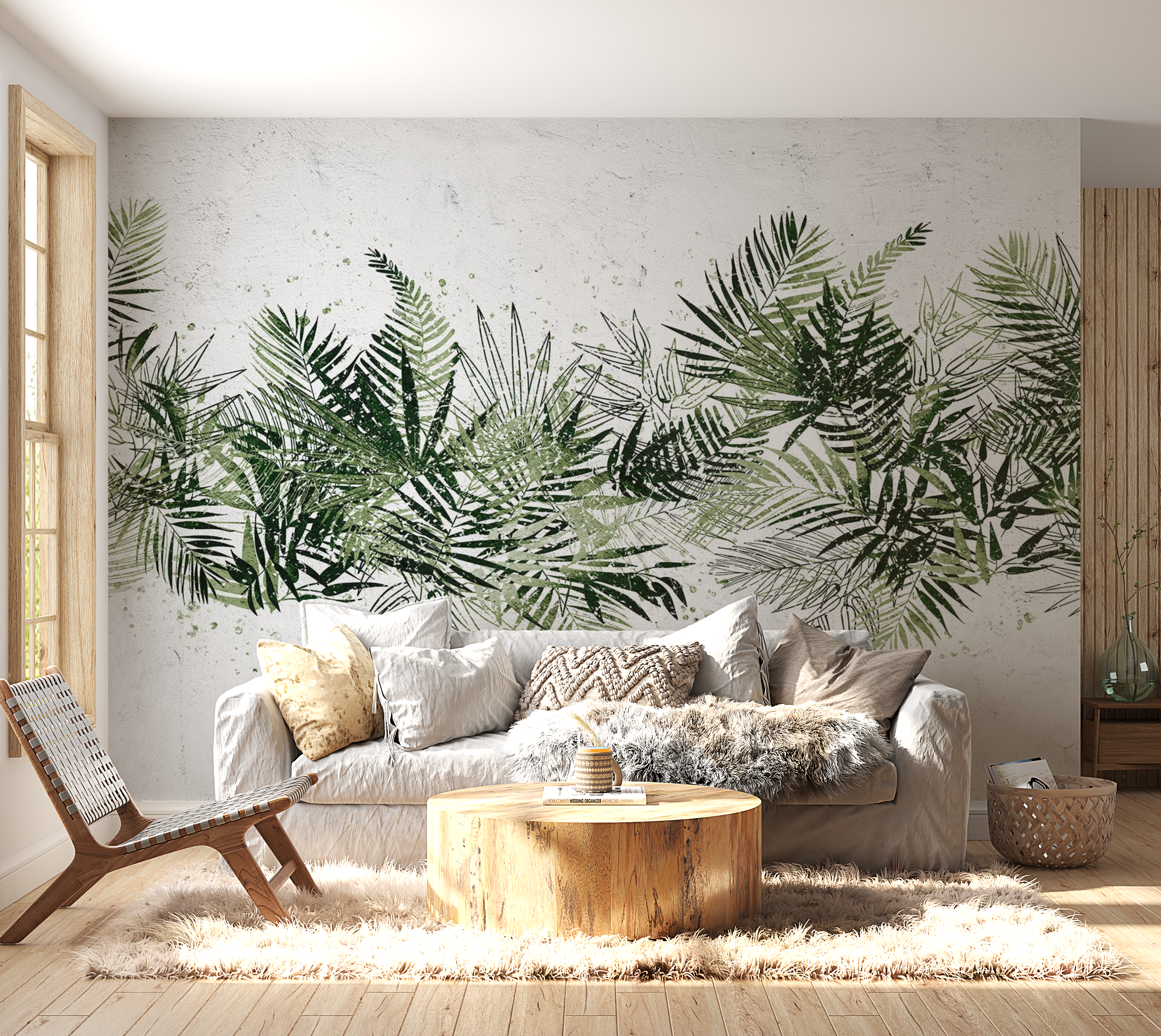 Peel & Stick Botanical Wall Mural - Jungle Tropical Leaves - Removable Wallpaper 38"Wx27"H
