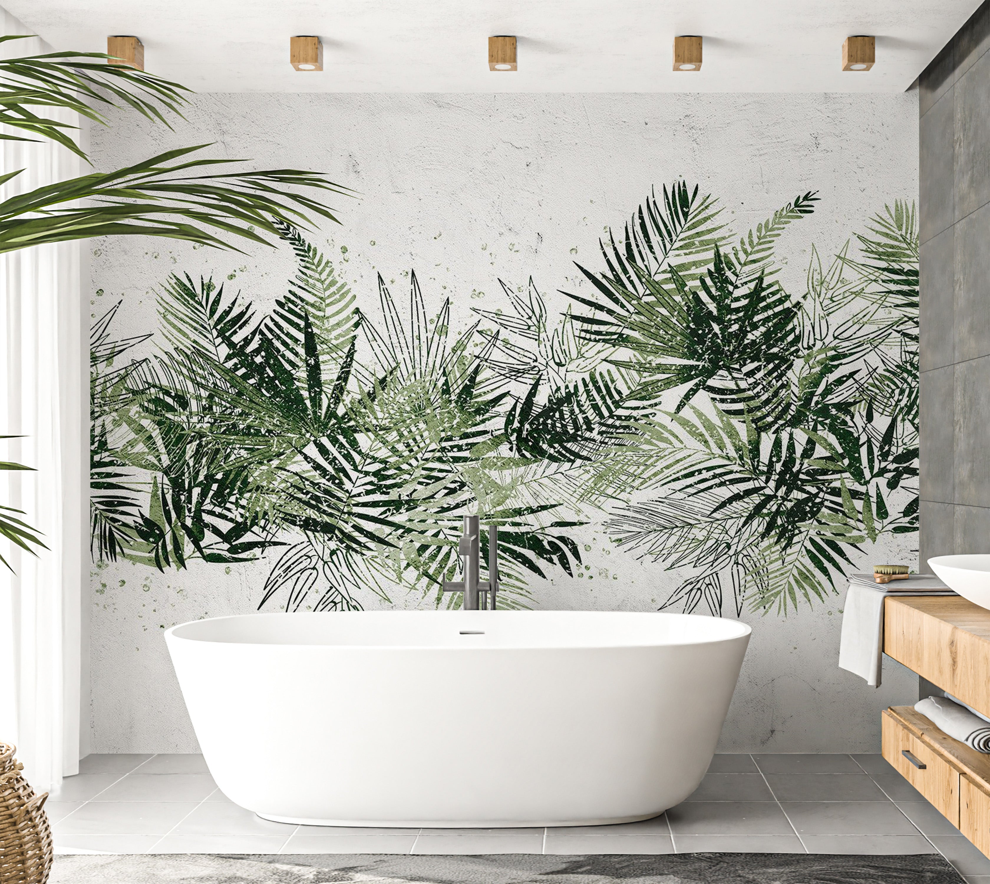 Peel & Stick Botanical Wall Mural - Jungle Tropical Leaves
