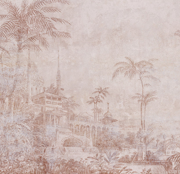 Peel & Stick Botanical Wall Mural - Landscape With Temple