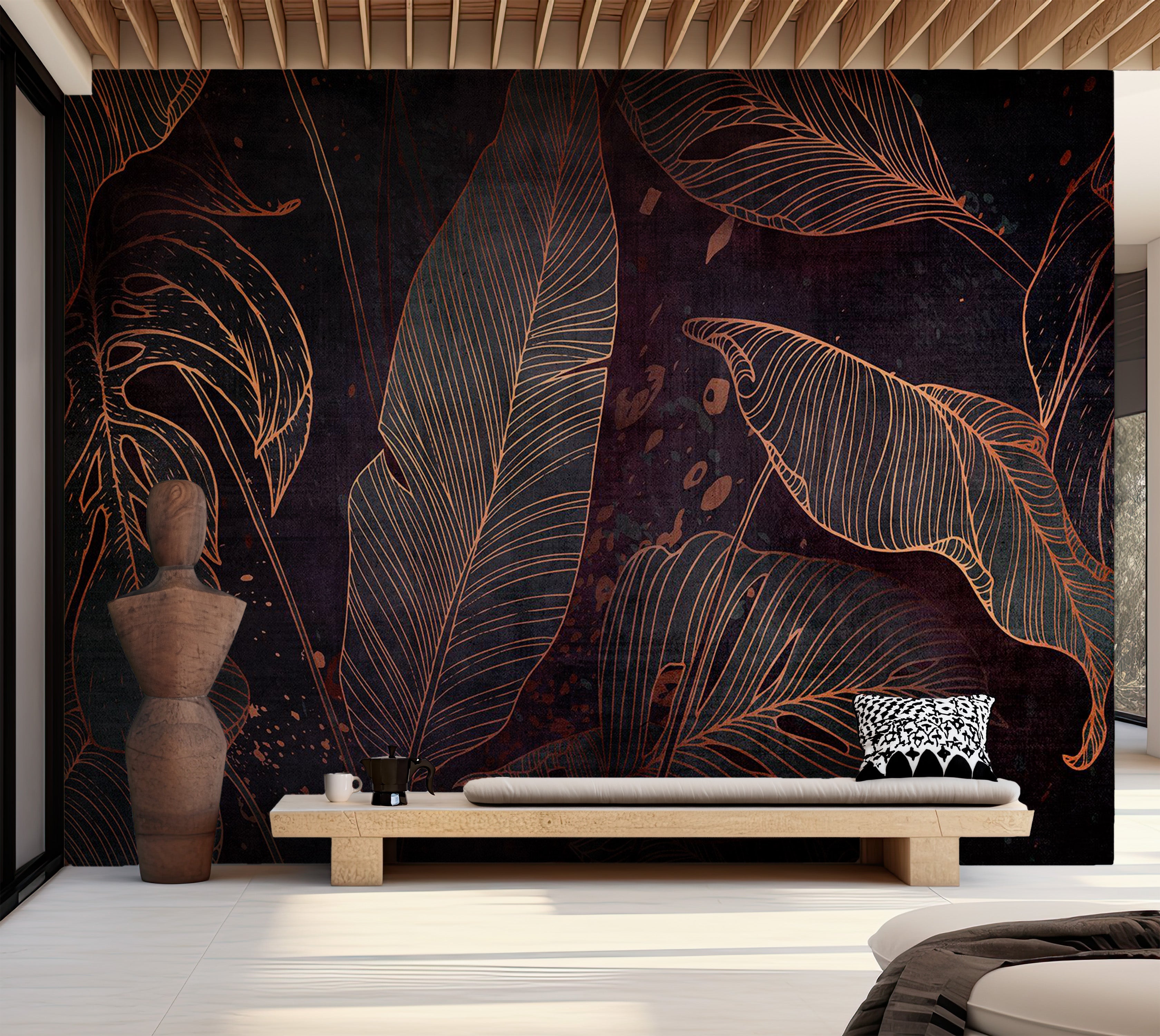 Peel & Stick Botanical Wall Mural - Maze of Leaves 38"Wx27"H