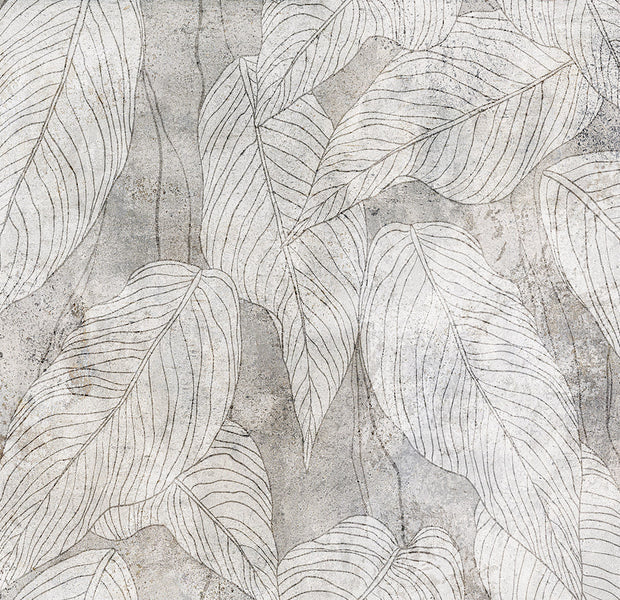 Peel & Stick Botanical Wall Mural - Modern Leaf Line Art