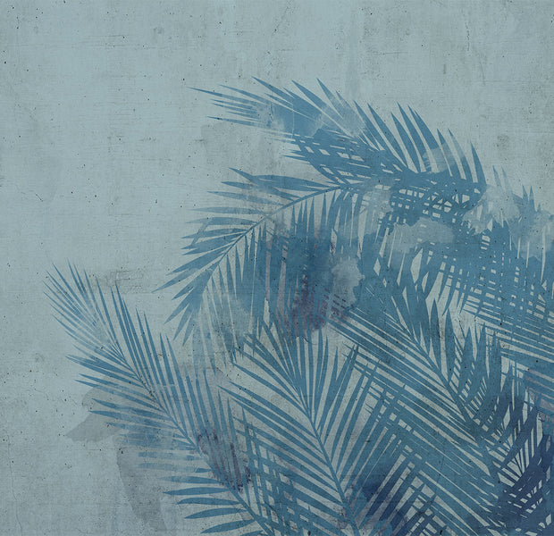 Peel & Stick Botanical Wall Mural - Palm Leaves in Blue