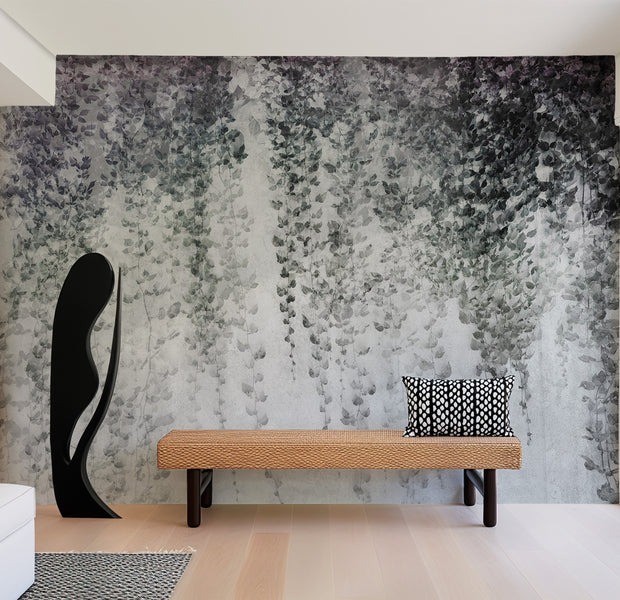 Peel & Stick Botanical Wall Mural - Peaceful Grey Oasis
