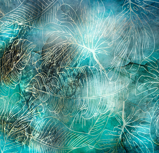 Peel & Stick Botanical Wall Mural - Turquoise Vegetation