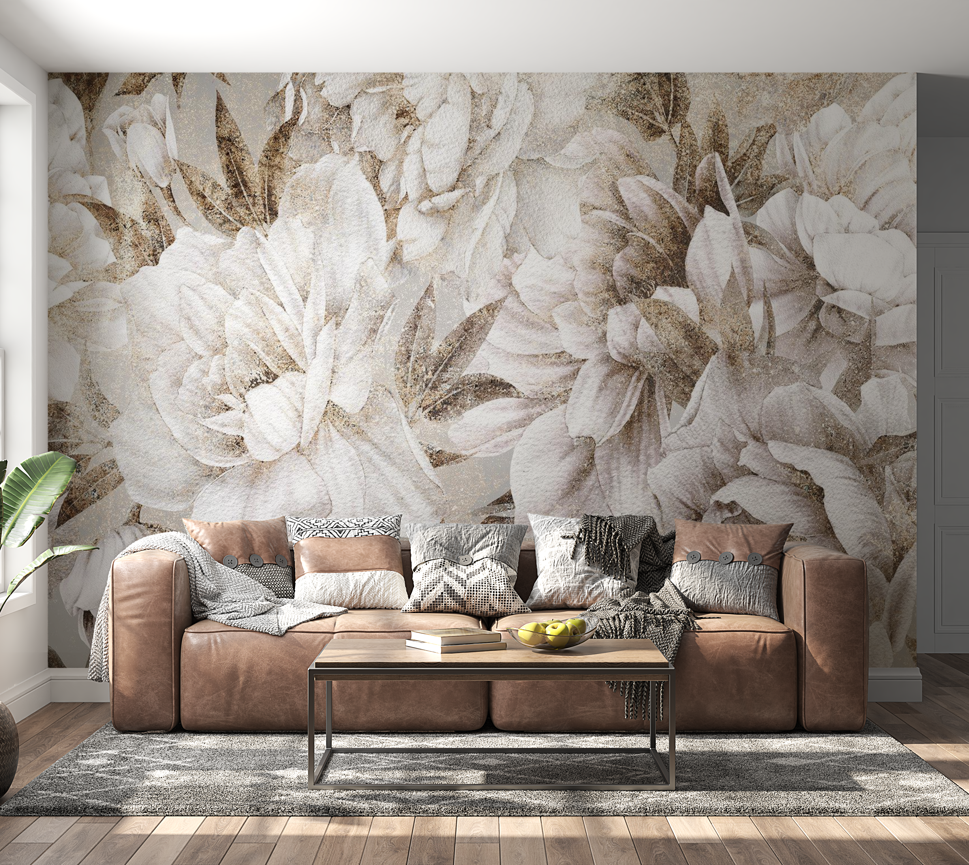 Peel & Stick Botanical Wall Mural - Vintage Floral Design - Removable Wallpaper 38"Wx27"H