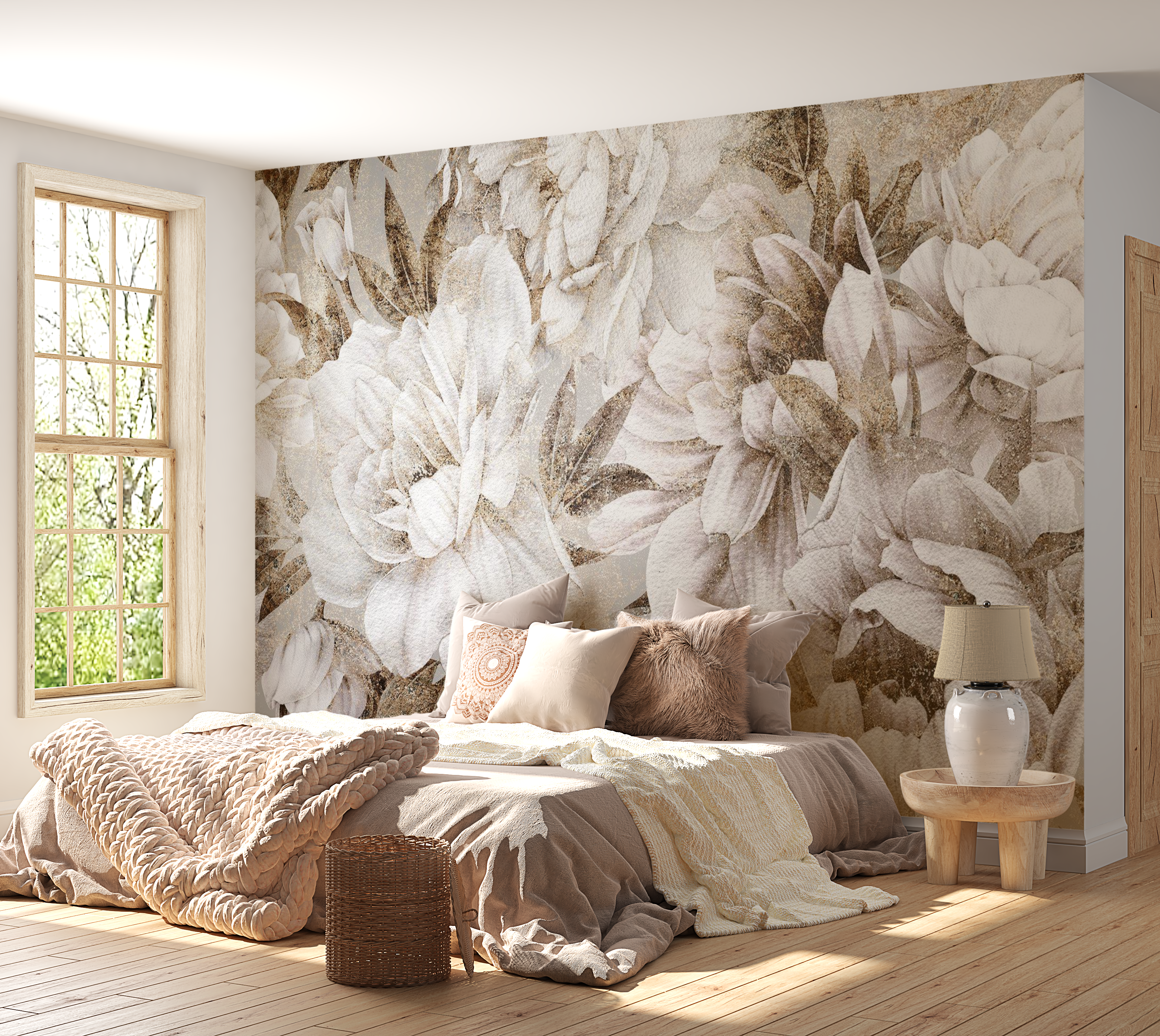 Peel & Stick Botanical Wall Mural - Vintage Floral Design - Removable Wallpaper 38"Wx27"H