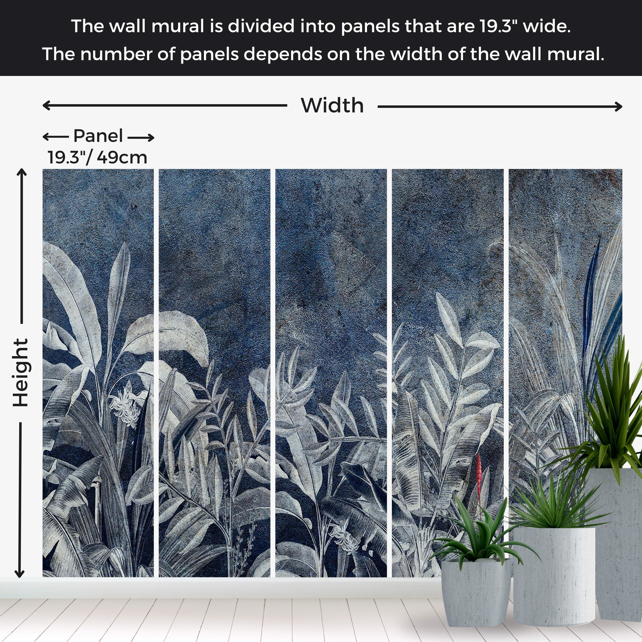 Peel & Stick Botanical Wall Mural - Vintage Night Jungle 38"Wx27"H