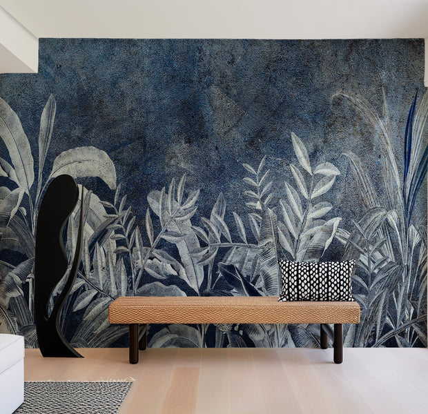 Peel & Stick Botanical Wall Mural - Vintage Night Jungle 38"Wx27"H