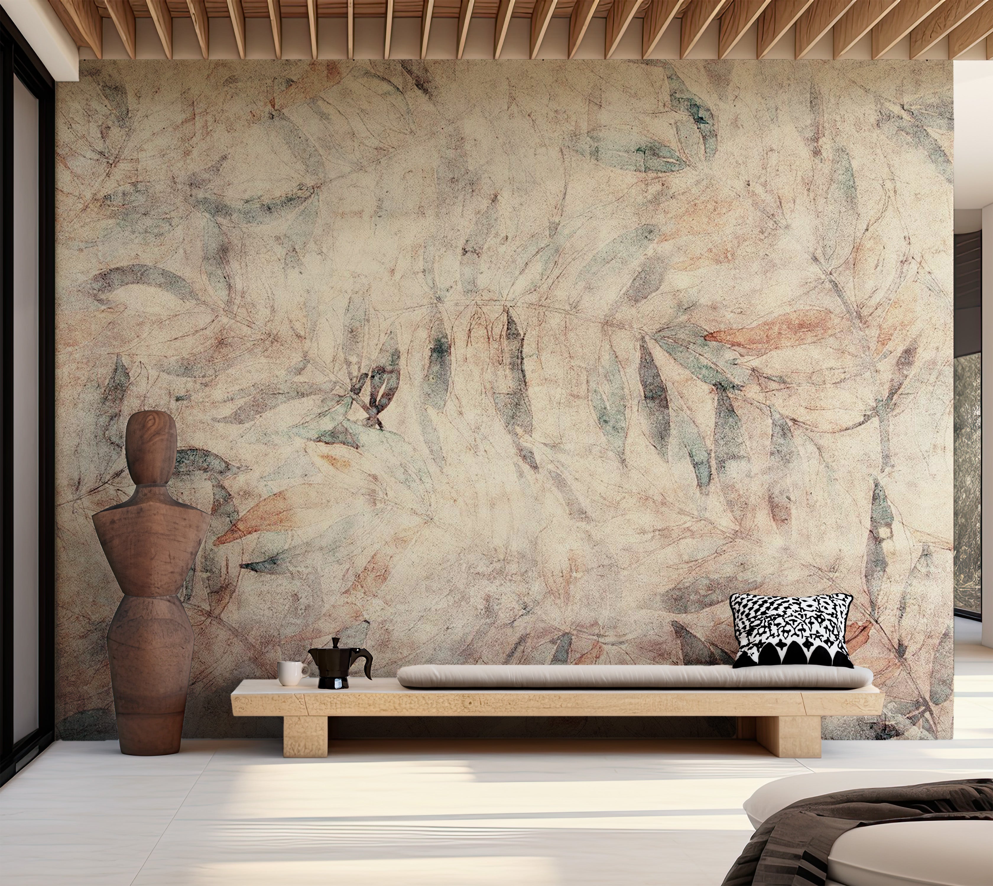 Peel & Stick Botanical Wall Mural - Warm Greek Laurels 38"Wx27"H