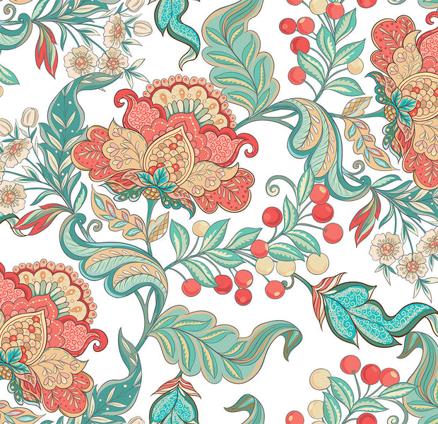 Peel & Stick Floral Wall Mural - Boho Ethnic Flower Motif