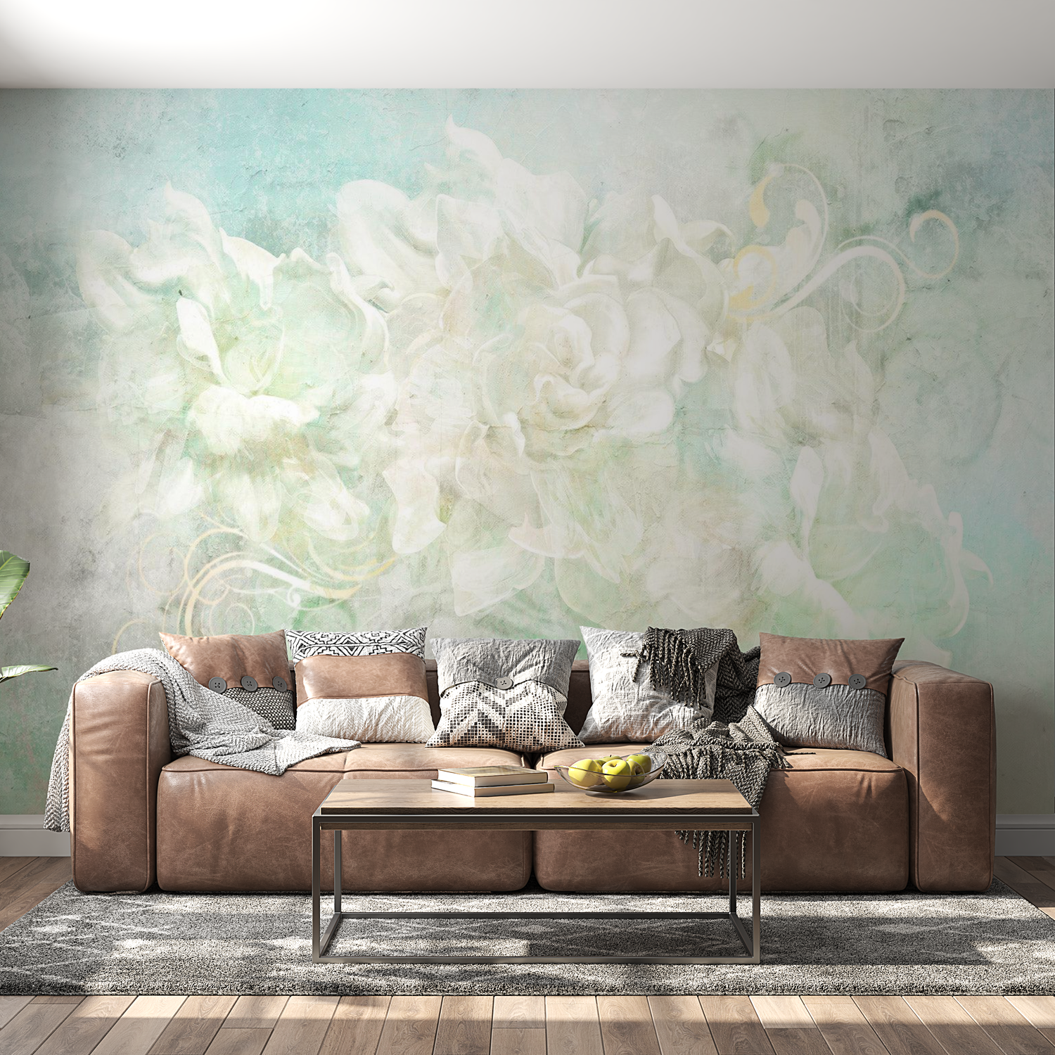 Peel & Stick Floral Wall Mural - Pastel Abstract Flowers - Removable Wallpaper 38"Wx27"H