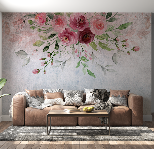 Peel & Stick Floral Wall Mural - Pink Summer Bloom - Removable Wallpaper 38"Wx27"H