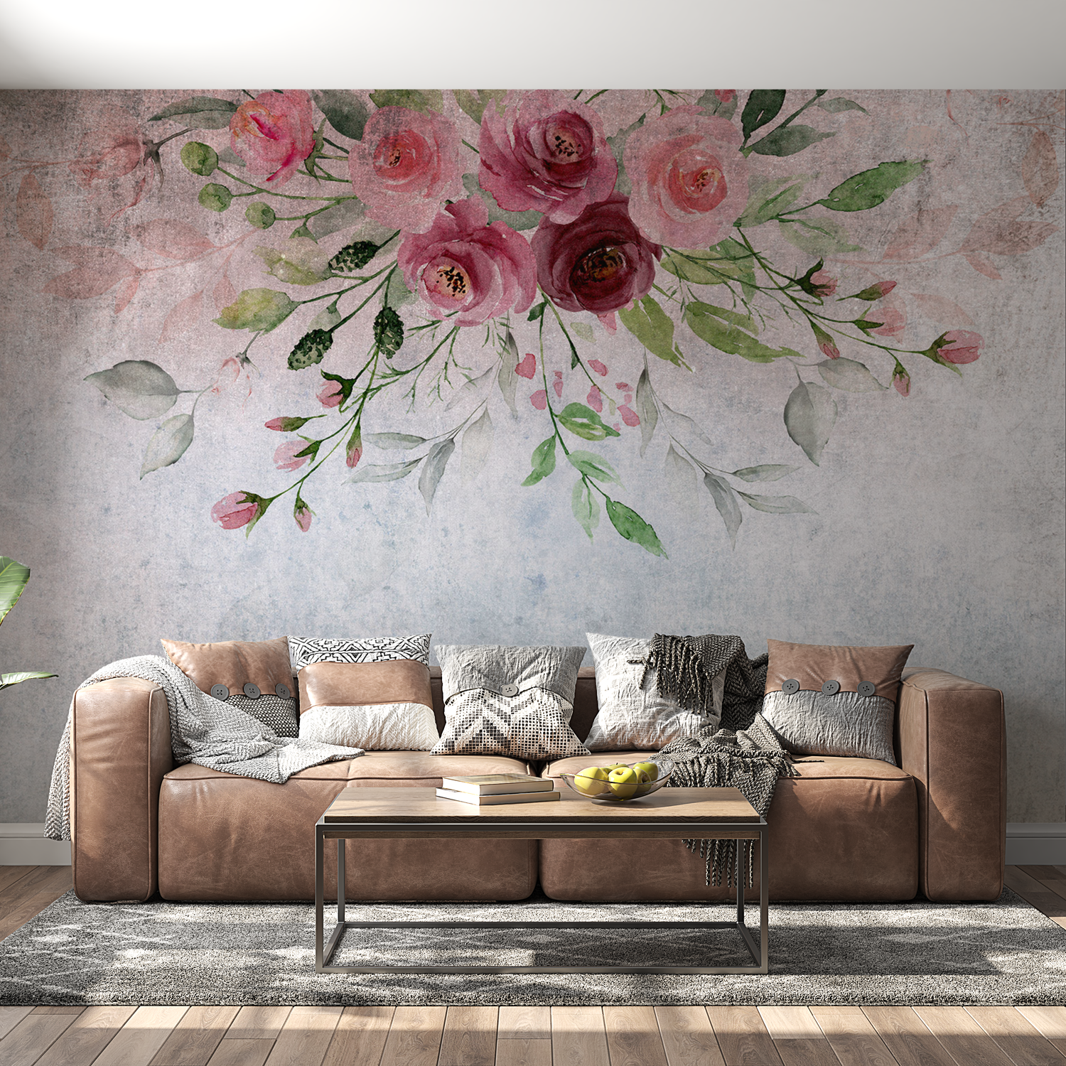 Peel & Stick Floral Wall Mural - Pink Summer Bloom - Removable Wallpaper 38"Wx27"H