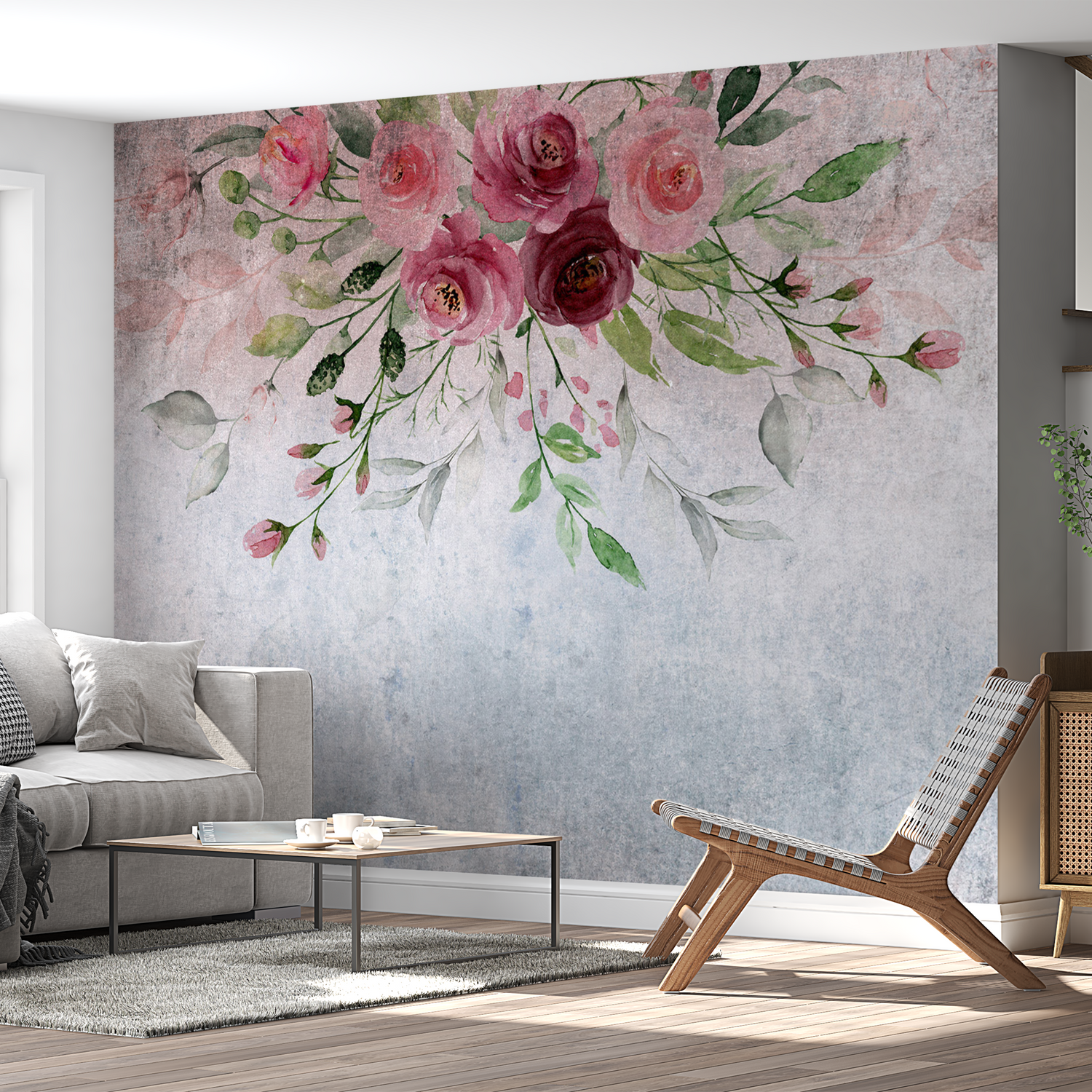 Peel & Stick Floral Wall Mural - Pink Summer Bloom - Removable Wallpaper 38"Wx27"H