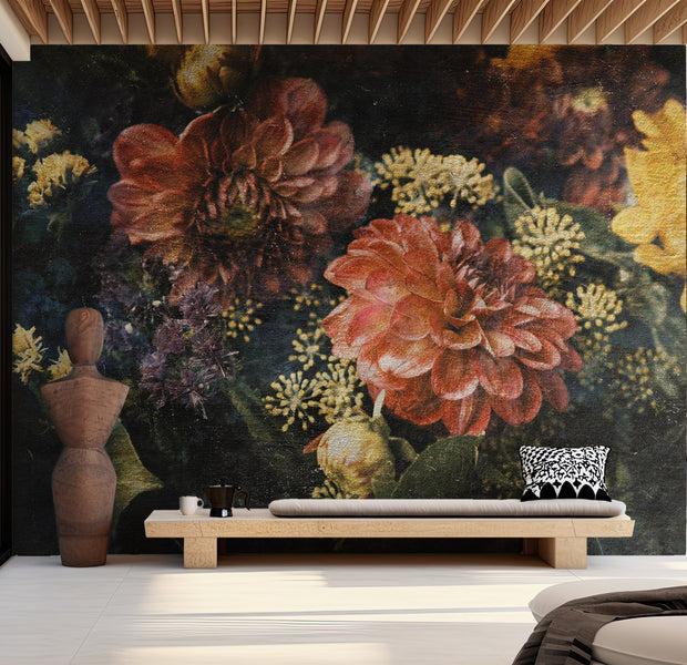 Peel & Stick Floral Wall Mural - Retro Flowers 38"Wx27"H