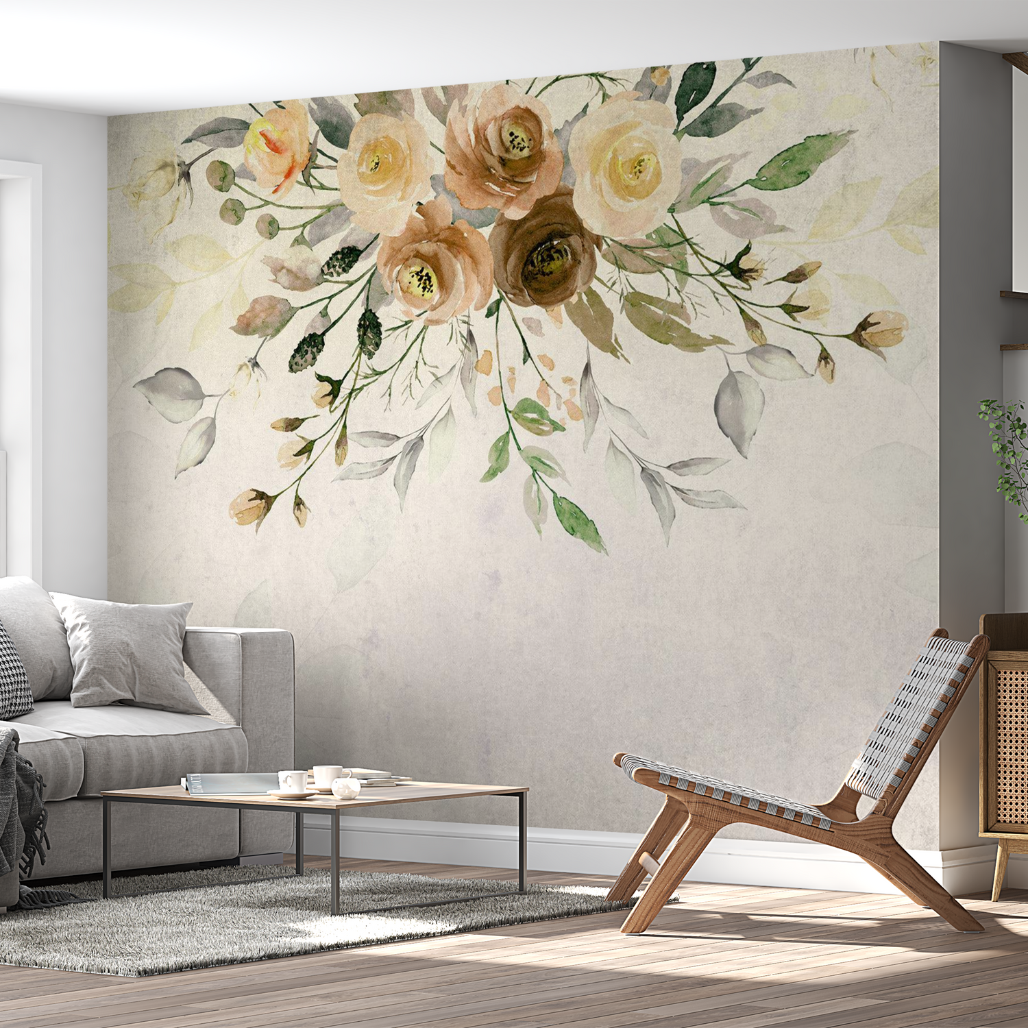Peel & Stick Floral Wall Mural - Retro Summer Bloom - Removable Wallpaper 38"Wx27"H
