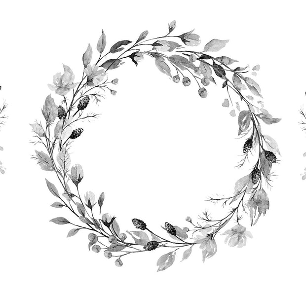 Peel & Stick Floral Wall Mural - Romantic Wreath Grey