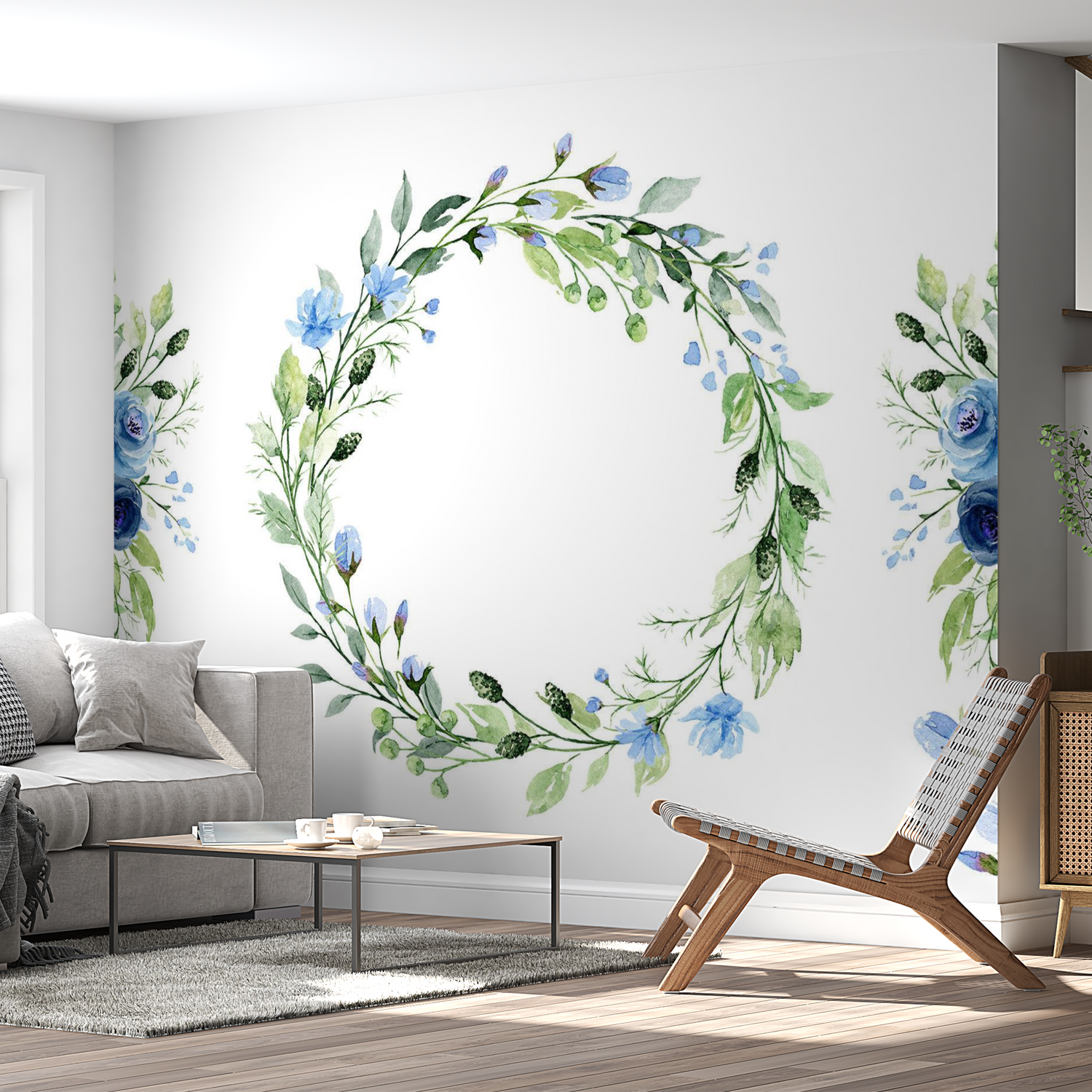 Peel & Stick Floral Wall Mural - Romantic Wreath - Removable Wallpaper 38"Wx27"H