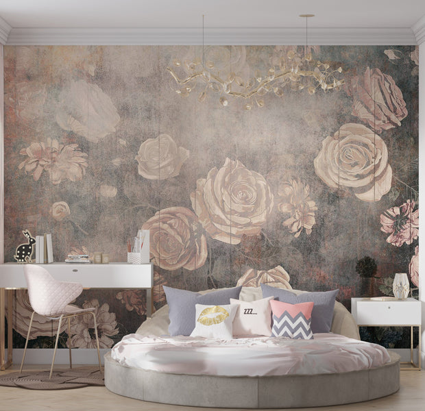 Peel & Stick Floral Wall Mural - Warm Misty Roses
