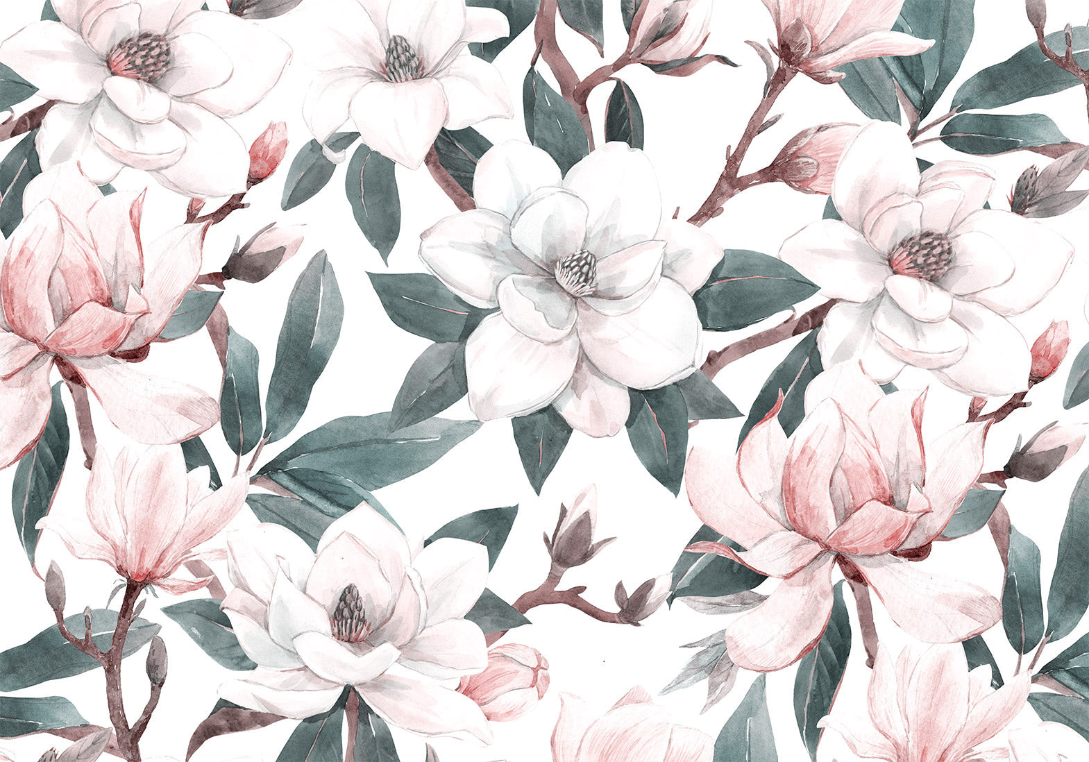 Peel & Stick Floral Wall Mural - Watercolor Magnolias
