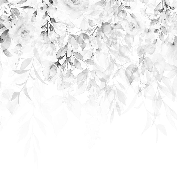 Peel & Stick Floral Wall Mural - Waterfall of Roses Grey