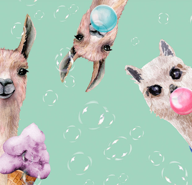 Peel & Stick Kids Wall Mural - Crazy Llamas